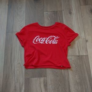 garage red coca cola crop top